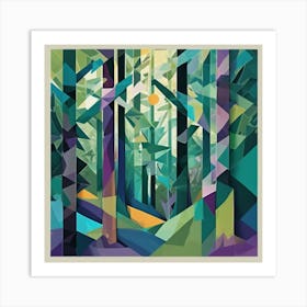 Mysterious Forest Fragmented Cubism Style Art Print