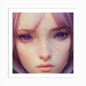 Anime Girl With Blue Eyes Hyper-Realistic Anime Portraits Art Print
