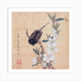 Bird Perched On A Branch Art Print