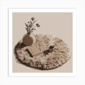 Cup Of Coffee On A Rug Art Print