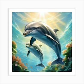 Pair of dolphins 2 Art Print