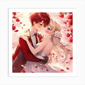 Anime Couple Kissing Art Print