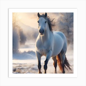 Horse In The Snow Art Print