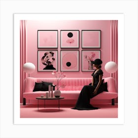 Pink Living Room Art Print