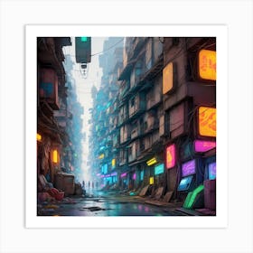 Ultra Dense Slum With Tangled Waste And Wires Art Print