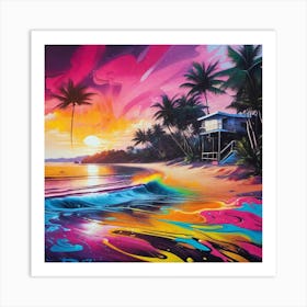 Sunset At The Beach 34 Art Print