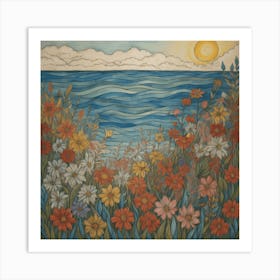 Flowers By The Sea Art Print