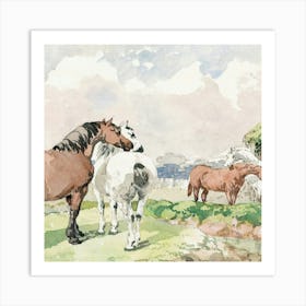 Horses In The Meadow Art Print