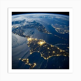 Earth At Night 25 Art Print