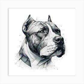 Cane Corso Head - Abstract Line Art Illustration 193 Art Print