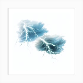 Lightning Bolts Isolated On White Art Print