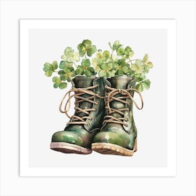 Boots With Shamrocks 3 Art Print