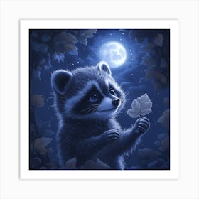 Curious Raccoon with Heart Leaf Backdrop 8 Art Print