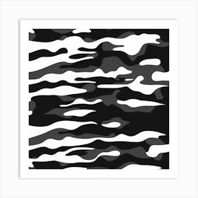 Camouflage Pattern Art, pattern, tile 1, black and white digital art Art Print