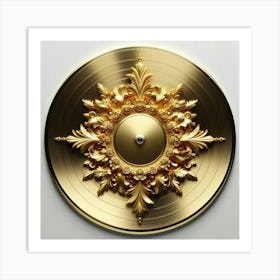 Golden Ornate Record: A Unique and Luxurious Wall Decor for Music Lovers Art Print