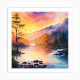 Sunset By The River 1 Art Print