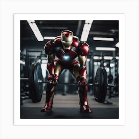 Iron Man Lifting Weights Art Print