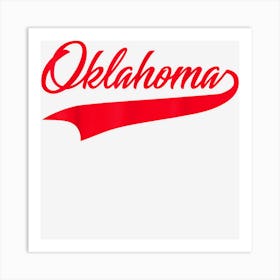 Oklahoma Ok Vintage Varsity Style Red Text Art Print