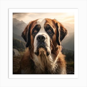 St Bernard Dog 1 Art Print