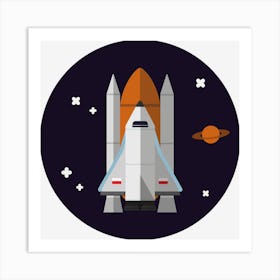 Space Shuttle Icon Rocket Space Universe Spaceship Art Print