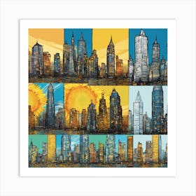 Contemporary Urban Skyline Reimagined With Van Gogh S (1) Art Print