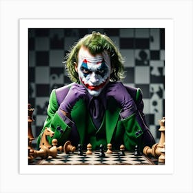 Joker Playing Chess Art Print