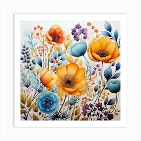 Watercolor Flowers 10 Art Print