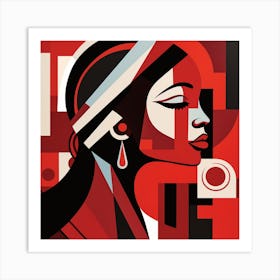 Woman In Red And Black Art Print