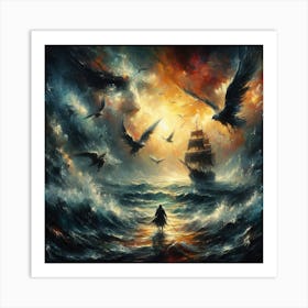 Ship In The Storm Art Print