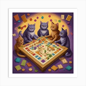 Board Game Cats Art Print