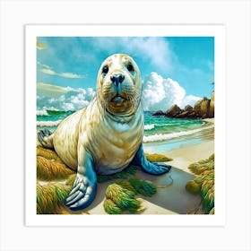 Seal On The Beach Art Print