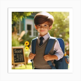 School Boy In School Uniform Art Print