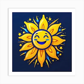 Lovely smiling sun on a blue gradient background 103 Art Print