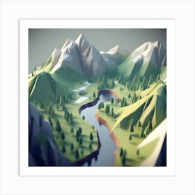 Low Poly Landscape 1 Art Print