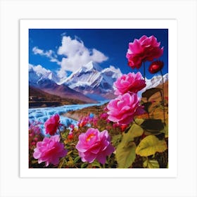 Roses In The Mountains 2 Art Print