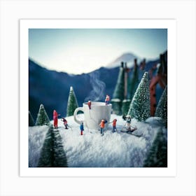 Firefly Mini, Ski, Resort, Cup, Tiny, Skiers, Snowboarders, Gliding, Snowy, Mountainsides, Ski Lifts (2) Art Print