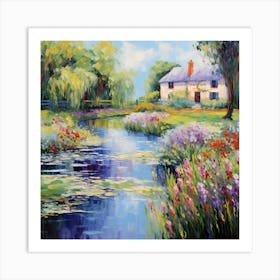 Brushwork Breeze: Serene Riverside Art Print