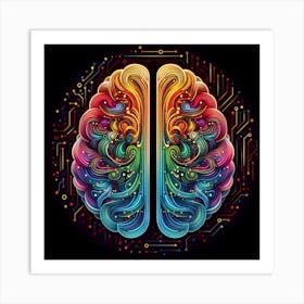 Brain On A Circuit Board Art Print