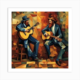 Two Musicians Playing Guitars Art Print