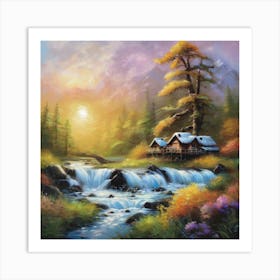 Autumn At The Cabin Art Print