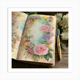 Roses In A Journal Art Print