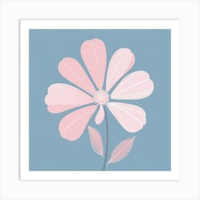 A White And Pink Flower In Minimalist Style Square Composition 354 Art Print