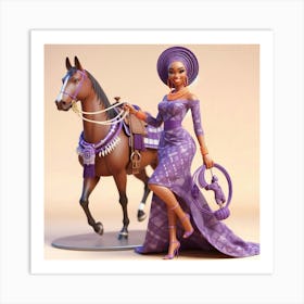 African Woman With Horse Art Print