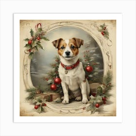 Jack Russell Terrier Christmas Art Print