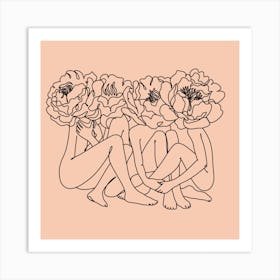 Flower Woman Line Art Art Print