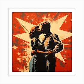 Kissing Couple Art Print