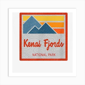 Kenai Fjords National Park Classic Retro Stripes Art Print