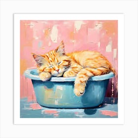 Cat In A Bowl Art Print