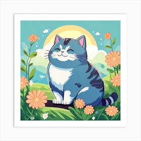 Cat In The Meadow Art Print