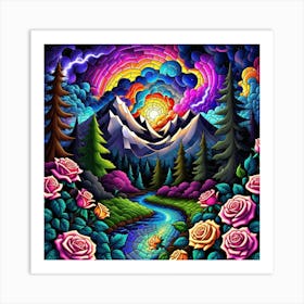 Rainbows And Roses 1 Art Print